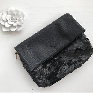 3 for $30 French Connection black sequin clutch